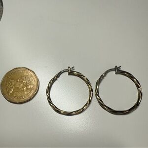 Gold plated Sterling Silver Twisted Hoop Earrings